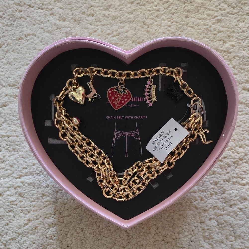🩷Juicy Couture🩷 CHAIN BELT in Pink Heart-Shaped Box - Picture 3 of 5